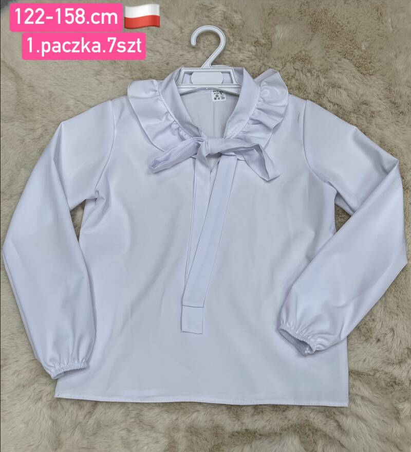 Bluzki dziewczęce Roz 122-158, 1 kolor Paczka 7 szt